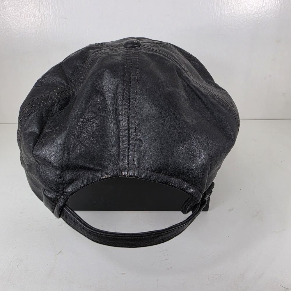 Vintage 90s Los Angeles Raiders Hat Genuine Leather Snapback Cap NFL LA Black - Picture 3 of 8